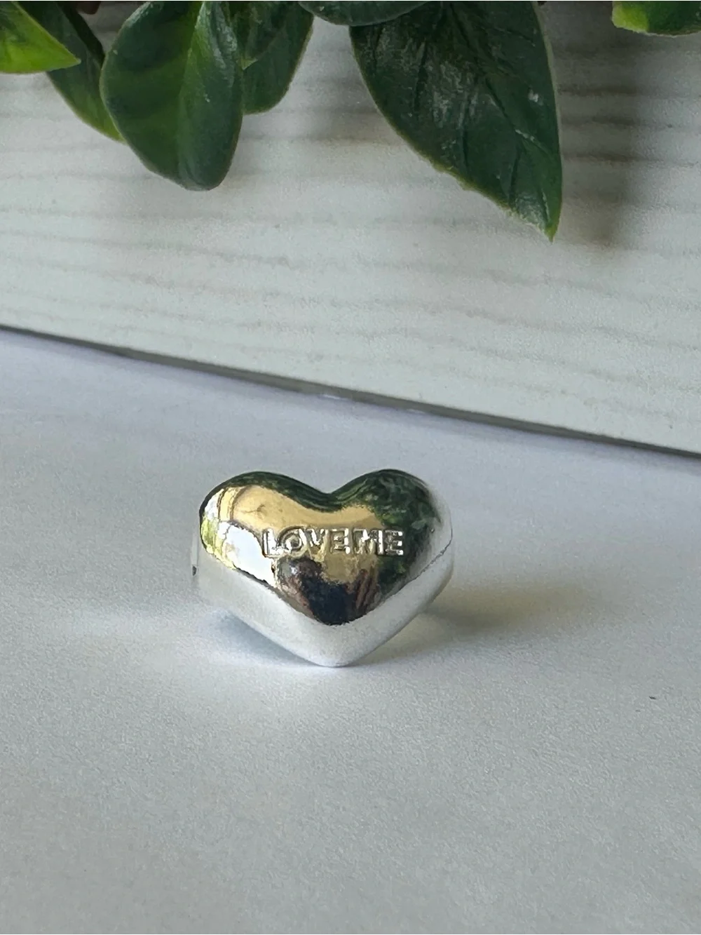 Sterling Silver Heart Bead Charm - Polished Silver - Picture 2 of 5